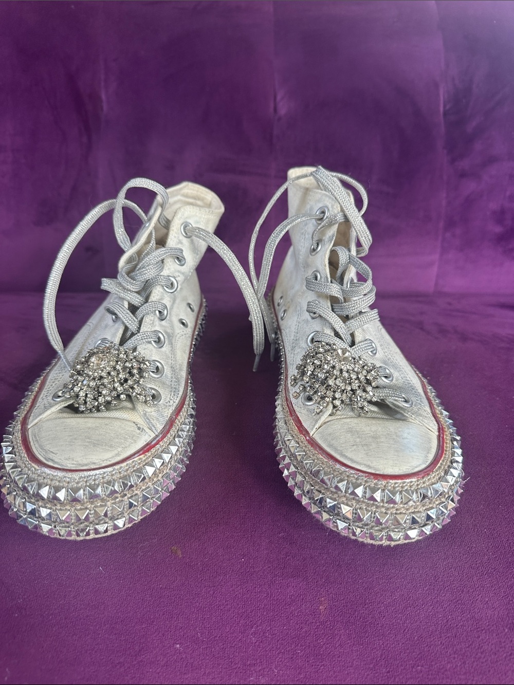 Women's Silver Crystal-Accent Platform Sneakers